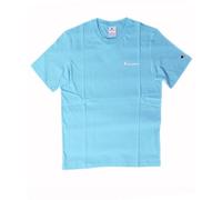 Champion SS Tee Light Cotton Jersey Uomo Logo Piccolo Cotone Celeste,XL