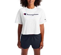 Champion T, Classic Cropped Shirt for Women, Crop Top Tee Shirts, Script Bianco, 3XL Donna