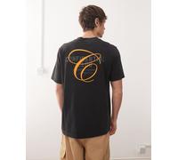 Champion - T-shirt nera girocollo con grafica stampata sul retro-Nero S