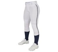 Champro BP11PAWNPL - Pantaloni da torneo Tradizionali, a Vita Bassa, con Treccia, Bianco, Blu Navy, Taglia L