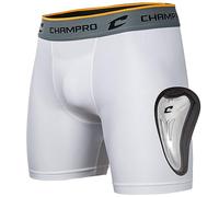 Champro BPS14ACWS - Boxer a Compressione Unisex con Coppa in Poliestere/Spandex, Bianco, Taglia S
