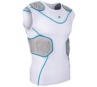 CHAMPRO Football Padded Shirt Bull Rush-Maglia a Compressione con Sistema di Imbottitura Integrato, Bianco, Grigio, S Uomo