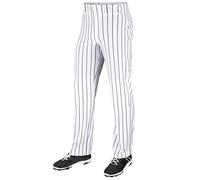 Champro Open Bottom Pinstripe Pants Pantaloni da Baseball Triple Crown con Fondo Aperto, Bianco, Navy, Small Bambino