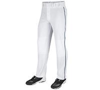 Champro Sports Adult Triple Crown Open Bottom Pants, White, Navy Piping, Medium