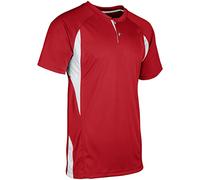 CHAMPRO Wild Card - Maglia da Baseball in Poliestere a 2 Bottoni, per Adulti, Taglia S, Colore: Scarlatto, Bianco