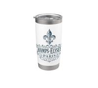 Champs-Elysées Parigi Francia Ornate Fleur de Lis Navy Print Bicchiere termico in acciaio inox doppia parete