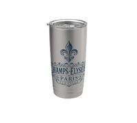 Champs-Elysées Parigi Francia Ornate Fleur de Lis Navy Print Bicchiere termico in acciaio inox doppia parete