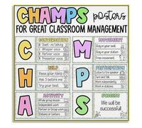 CHAMPS Posters Classroom Management Behavior Chart Canvas Print Wall-Art for Elementary School Teacher Office Decor(Unframed,08x12inch(20x30cm))