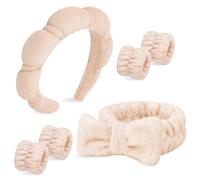 Chanaco 6 fasce per capelli e polsiere da donna, per la cura della pelle, asciugamani da polso, per lavare i capelli del viso, antiscivolo, accessori per il viso spessi per il lavaggio del viso, bagno