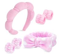 Chanaco 6 fasce per capelli e polsiere da donna, per la cura della pelle, asciugamani da polso, per lavare i capelli del viso, antiscivolo, accessori per il viso spessi per il lavaggio del viso, bagno