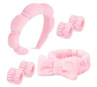 Chanaco 6 fasce per capelli e polsiere da donna, per la cura della pelle, asciugamani da polso, per lavare i capelli del viso, antiscivolo, accessori per il viso spessi per il lavaggio del viso, bagno