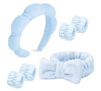 Chanaco 6 fasce per capelli e polsiere da donna, per la cura della pelle, asciugamani da polso, per lavare i capelli del viso, antiscivolo, accessori per il viso spessi per il lavaggio del viso, bagno