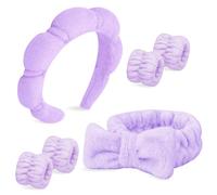 Chanaco 6 fasce per capelli e polsiere da donna, per la cura della pelle, asciugamani da polso, per lavare i capelli del viso, antiscivolo, accessori per il viso spessi per il lavaggio del viso, bagno