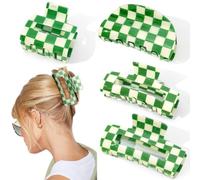 CHANACO Clip per capelli a scacchi Clip per capelli a scacchi Grandi Clip per capelli spessi Tartaruga verde Fermagli per capelli per donne Estetica Y2K Accessori per coquette Regali Roba alla moda
