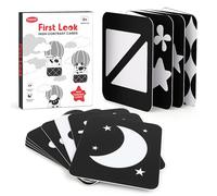 Chanak First Look - Schede flash ad alto contrasto per neonati (0+ mesi), carte in PVC non strappabili e libro pieghevole, stimola la visione del bambino e lo sviluppo del cervello, carte bianche e