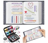 CHANCCI Embroidery stitch book, libro manuale con kit strumenti punti ricamo fai da te, Libro di Punti di Ricamo Creativi set di ricamo per adulti include ago filo forbici guida passo passo