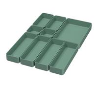 CHANCETSUI Set di 9 vassoi impilabili per cassetti, multifunzionali, impilabili, per vanità, bagno, cucina, scrivania, ufficio, organizer per cassetti in plastica, disponibili in 5 colori, verde