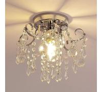 Chandelier Crystal Ceiling Light,Small Flush Mount Light Fixture for Entryway Bedroom Barthroom Hallway Closet