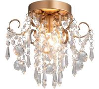 Chandelier Crystal Ceiling Light,Small Flush Mount Light Fixture for Entryway Bedroom Barthroom Hallway Closet