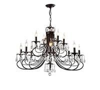 chandelier Lampadari, Lampadari Classici con Sfera di Cristallo Plafoniera Nera, Lunghezza Catena 50 cm Lampada a Sospensione a Candela in Altezza Regolabile Compatibile con Sala da Pranzo, Soggiorno,
