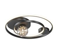 Chandelier LED Ultra Thin Aluminum Ceiling Lamp, Round Living Bedroom Study Dining Room Decorative Lights, Black 3000K-6000K Dimmable Light [Energy Class A++]