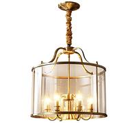 Chandelier Light, Brass Chandelier Ceiling Light Glass Lampshade Ceiling Pendant Lights Dinning Room Study Bedroom Ceiling IlluminatTransparent Glass High Adjustable