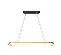 Chandelier Light, Brass Circle Chandelier LED Tri-Color Dimmable Ceiling Hanging Light Interior Adjustable Suspended Light Fixture Home Dining Room Decor Pendent Lamp(A)