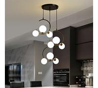 Chandelier Light, Chandelier Lamp G9 LED Pendant Lights Compatible with Living Room Restaurant Bedroom Glass Pendant Lamps(Three Color,9A Black White Glass)