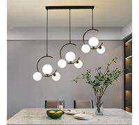 Chandelier Light, Chandelier Lamp G9 LED Pendant Lights Compatible with Living Room Restaurant Bedroom Glass Pendant Lamps(Cool White,9B Black White Glass)