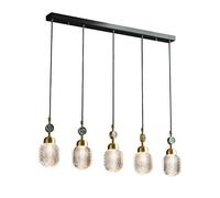 Chandelier Light, Delicate Decorative Pattern Glass Ceiling Pendant Lighting Adjustable -Ni Pendant Light Compatible with Kitchen Island Dining Room Living Room Bedroom Bar (80 * 200cm