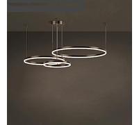 Chandelier Light, Dimmable LED Chandelier Fixtures Round Hanging Lamps 3 Ring Round Foyer Entryway Ceiling Chandeliers Adjustable Black Dining Room Ceiling Pendant Light for Living Room Kitche
