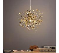 Chandelier Light, French - Designer Chandelier Dining Room Pendant Light - Art Stainless Steel Droplight Leaf Hall Art Gallery Decor Hanging Lighting-D50cm(Gold)