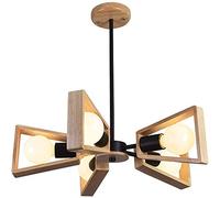Chandelier Light, Industrial Rustic Sputnik Chandelier Wooden Lamp Body Classic Pendant Light Ceiling Light Fixtures Compatible with Kitchen,Dining Room,Living Room(Black)