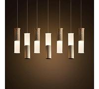 Chandelier Light, LED 7-Lights - Pendant Light Wood & Acrylic Lampshade Cylinder Ceiling Hanging Lamp Compatible with Living Room, Bedroom, Kitchen Art Deco AC [Energy Class