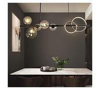 Chandelier Light, LED Chandelier Lamp, Glass Bubble Pendant Lights Black/Gold Long Bracket Hanging Lighting Bar Lamps G9 Compatible with Dining Room Kitchen Restaurant, LED C
