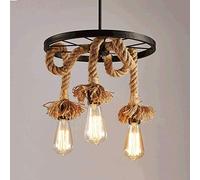 Chandelier Light, LED Chandelier Lamp, Hand Made Hemp Rope Restaurant Droplight Pendant Light Retro Industry Iron Chandelier - Antique Metal Ceiling Lamp Living Room Dining Room Hanging Light