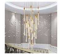 Chandelier Light, LED Chandelier Lamp, Luxury Crystal Chandelier Compatible with Staircase Large Gold Drop LED Cristal Lamp Long Villa Lobby Hanging Lighting Fixture, LED C