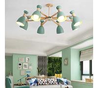 Chandelier Light, LED Chandelier Lamp, Wooden Pendant Lighting Metal Green Lampshade Ceiling Hanging Lamp Mounted Lamp Shade Bedroom Living Room DecoratFixtures Kitchen Dining Room Lightin