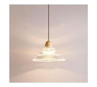 Chandelier Light, Minimalist Japanese Restaurant Glass Chandelier E26 - Wooden Art Single Head Hanging Lamp Compatible with Homestay, Bar, Bedroom Decoration. Indoor Adjustable Ceiling Hanging