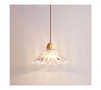 Chandelier Light, Minimalist Japanese Restaurant Glass Chandelier E26 - Wooden Art Single Head Hanging Lamp Compatible with Homestay, Bar, Bedroom Decoration. Indoor Adjustable Ceiling Hanging