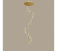 Chandelier Light, ModernChandelier, Metal Spiral Villa Chandelier LED Duplex Apartment Long Pendant Lights Hall Staircase SuspensLamps, Living Room Acrylic Decorative Lighting Atmosphere L