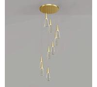 Chandelier Light, ModernChandelier, Metal Spiral Villa Chandelier LED Duplex Apartment Long Pendant Lights Hall Staircase SuspensLamps, Living Room Acrylic Decorative Lighting Atmosphere L