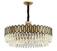 Chandelier Light, Pendant Lights, Luxury Crystal Chandelier, Black Metal Semi Flush Mount Ceiling Light Fixture, Indoor Round Ceiling Lamp, Round Pendant Hanging Light for Bedroom Dining Room