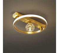 Chandelier Light, Semi Flush Mount Ceiling Lights Bedroom Ceiling Lamp Gold Round Study Chandelier Decor Crystal Full Copper High-Grade Bedroom Lighting Fixture Interesting Life(1-Lights)