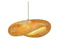 Chandelier Lighting Natural Wicker Woven Double-Layer Bird's Nest Hanging Lamp Pendant Light Fixtures for Living Bedroom Bar Cafe Beach(50 * 20cm)