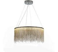 Chandelier Metal Tassel Chain Pendant Light LED Strip Linear Round Home Hanging Lamp 3 Dimmable Suspension Lighting Fixture FO Kitchen Island Dining Room Bedroom (Size : 60