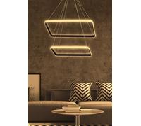 Chandelier nero regolabile, corpo in alluminio, presa LED, luce gialla 4000 K, media 30 x 30 cm e grande 40 x 40 cm, illuminazione elegante per gli spazi moderni