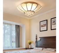 Chandelier Perfect American Copper Crystal Chandelier Living Room Bedroom Study Complex Corridor Ancient Warm Light Round Glass Gold Ceiling Lamp 4 Light Source 53x53x26cm