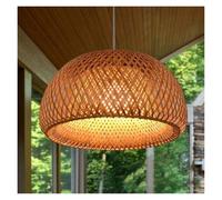 Chandelier Rattan Lampshade Natural Wicker Hanging Fixture Adjustable Height Lamp Retro Pendant Light for Dining Room Kitchen Island Hallway(38 * 20cm)