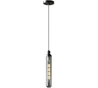 Chandelier with Adjustable Wire Pendant Light, Restaurant Home Decor Copper E14 Small Hanging Lamp, Glass Shade (Color: Black)(Black)